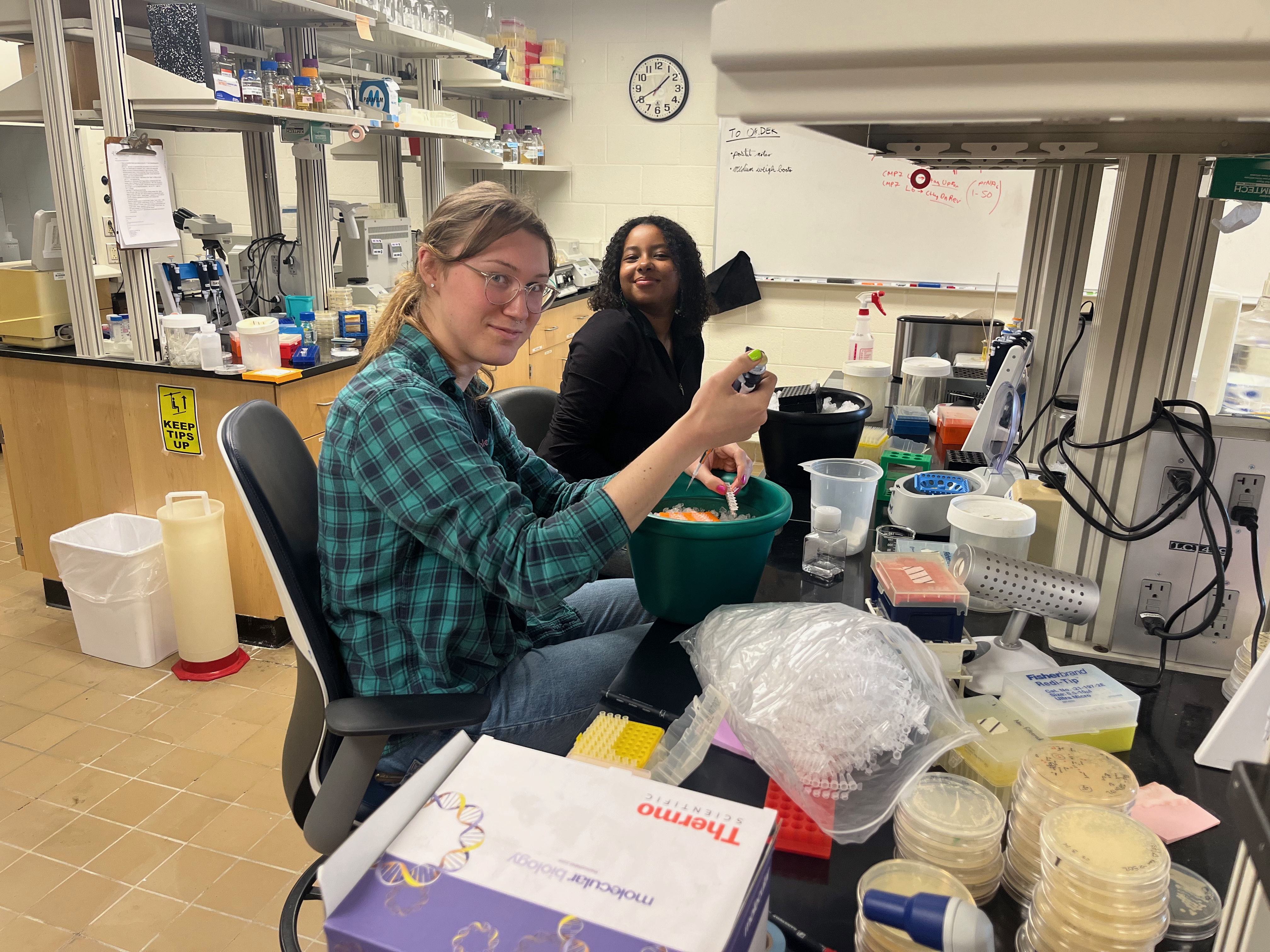 Charlotte and Natanie doing all the PCR!